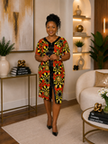 Ruby J’s Ankara Front-Zip Midi Dress