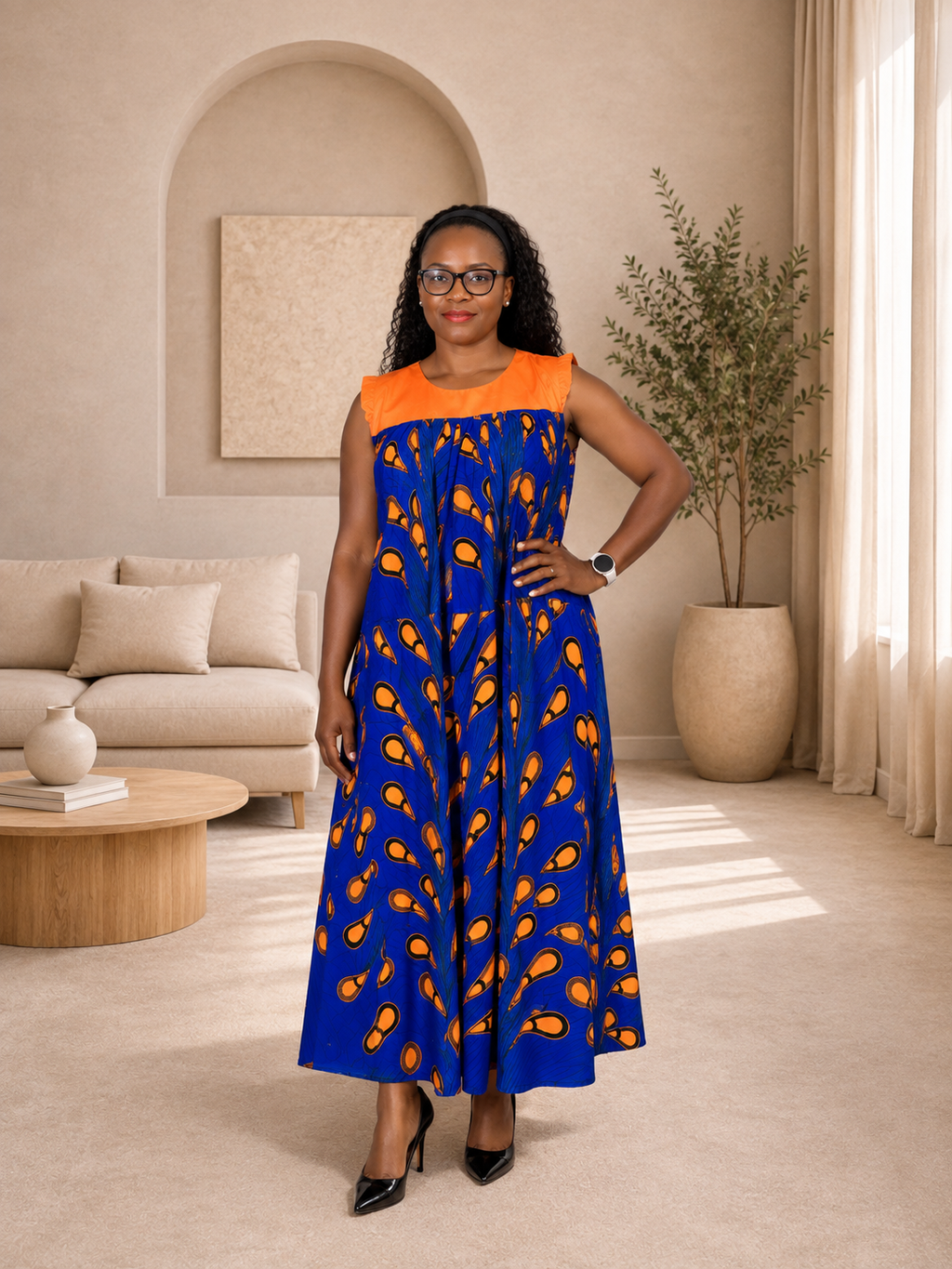 Ruby J’s Royal Blue Ankara Maxi Dress