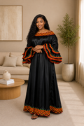 Ruby J’s Black Bamenda Toghu-Inspired Maxi Gown