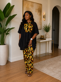 Ruby J’s Ankara & Black Muslin Relaxed Pants Set