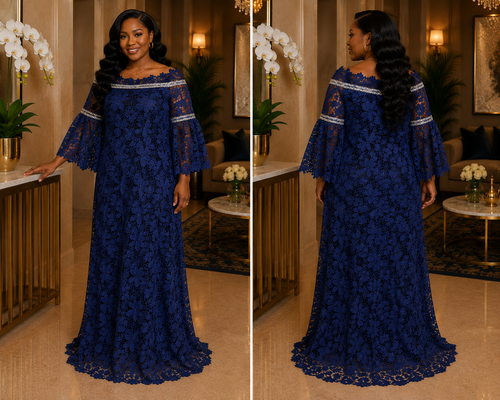 Amara Off-Shoulder Nigerian Lace Gown