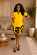 Ruby J’s Golden Yellow & Ankara Shorts Set