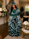 Heritage Flow Lightweight Cotton Maxi Kaftan with Headwrap
