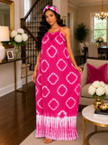 Sahara Breeze Open-Back Maxi Dress with Mini Scarf