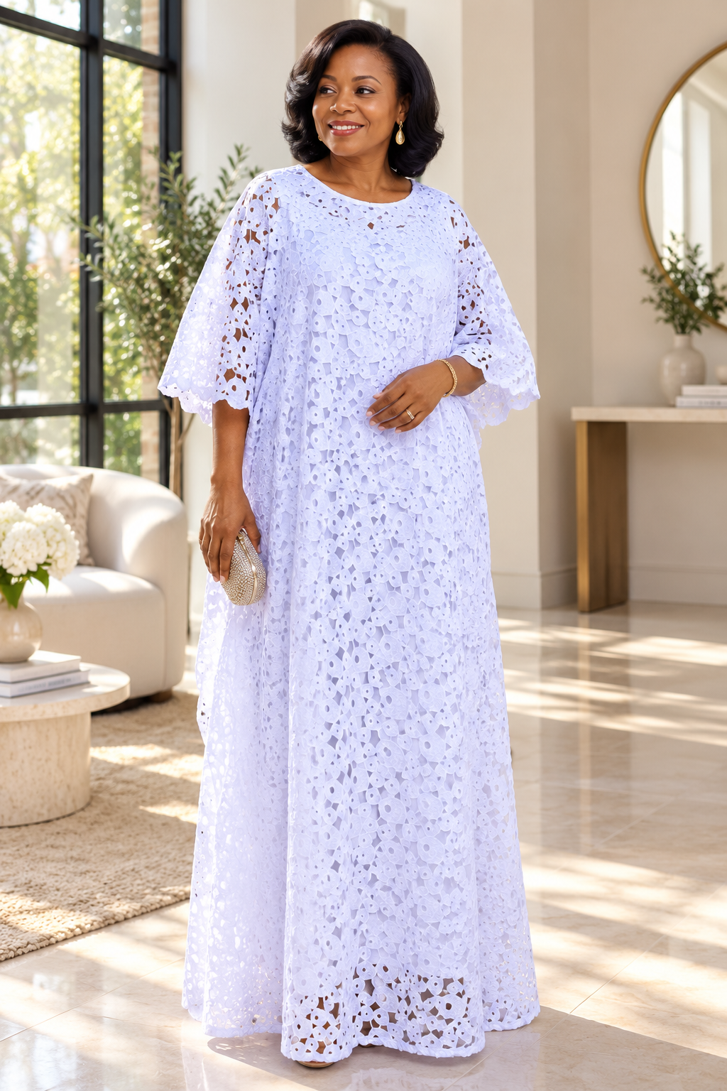 White Straight Lace Boubou