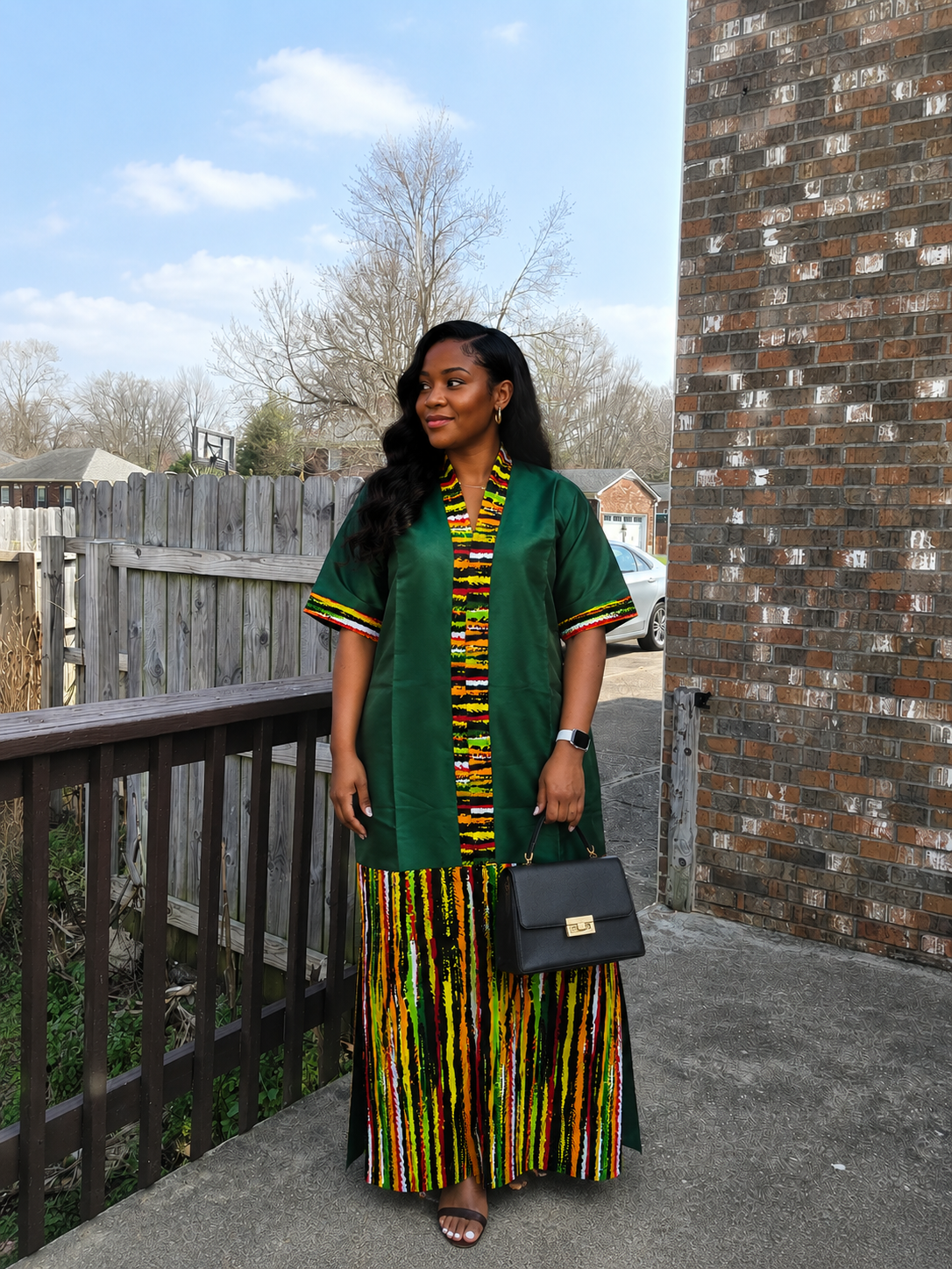 Ruby J’s Emerald Fabric & Ankara Maxi Dress