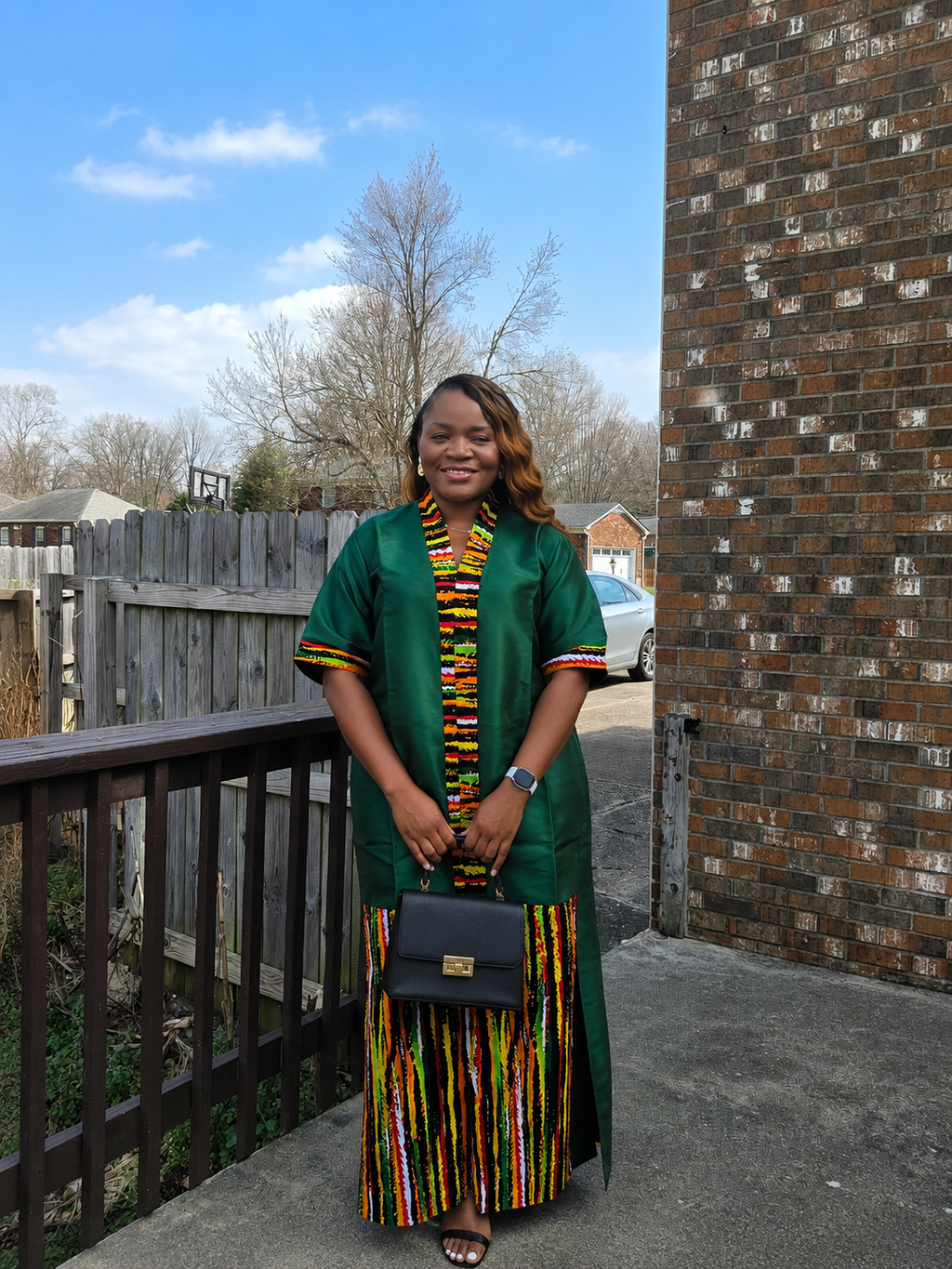 Ruby J’s Emerald Fabric & Ankara Maxi Dress