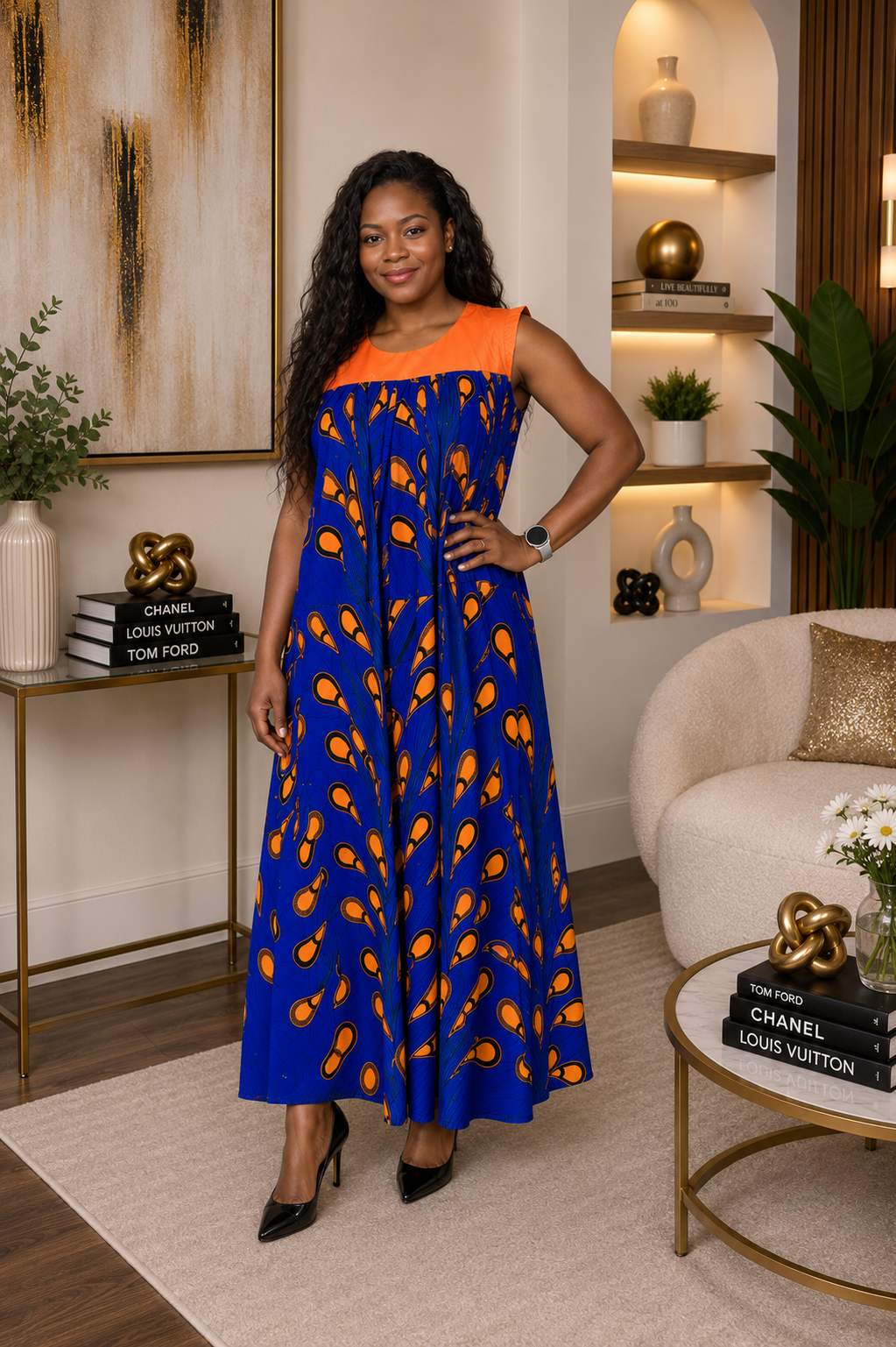 Ruby J’s Royal Blue Ankara Maxi Dress