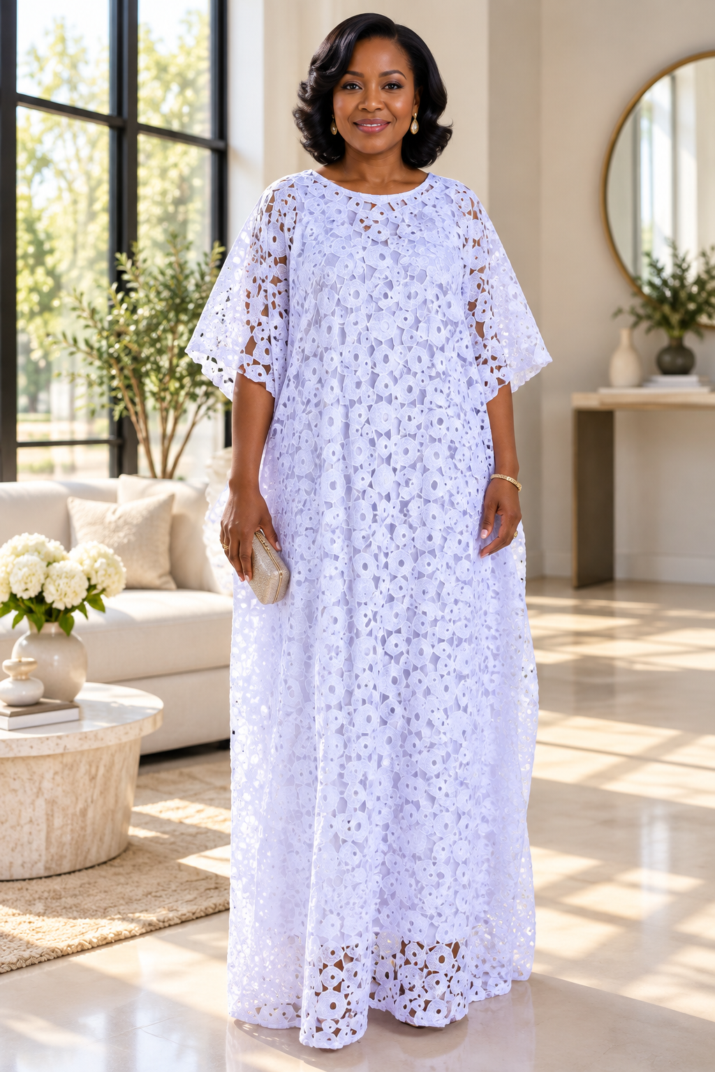 White Straight Lace Boubou