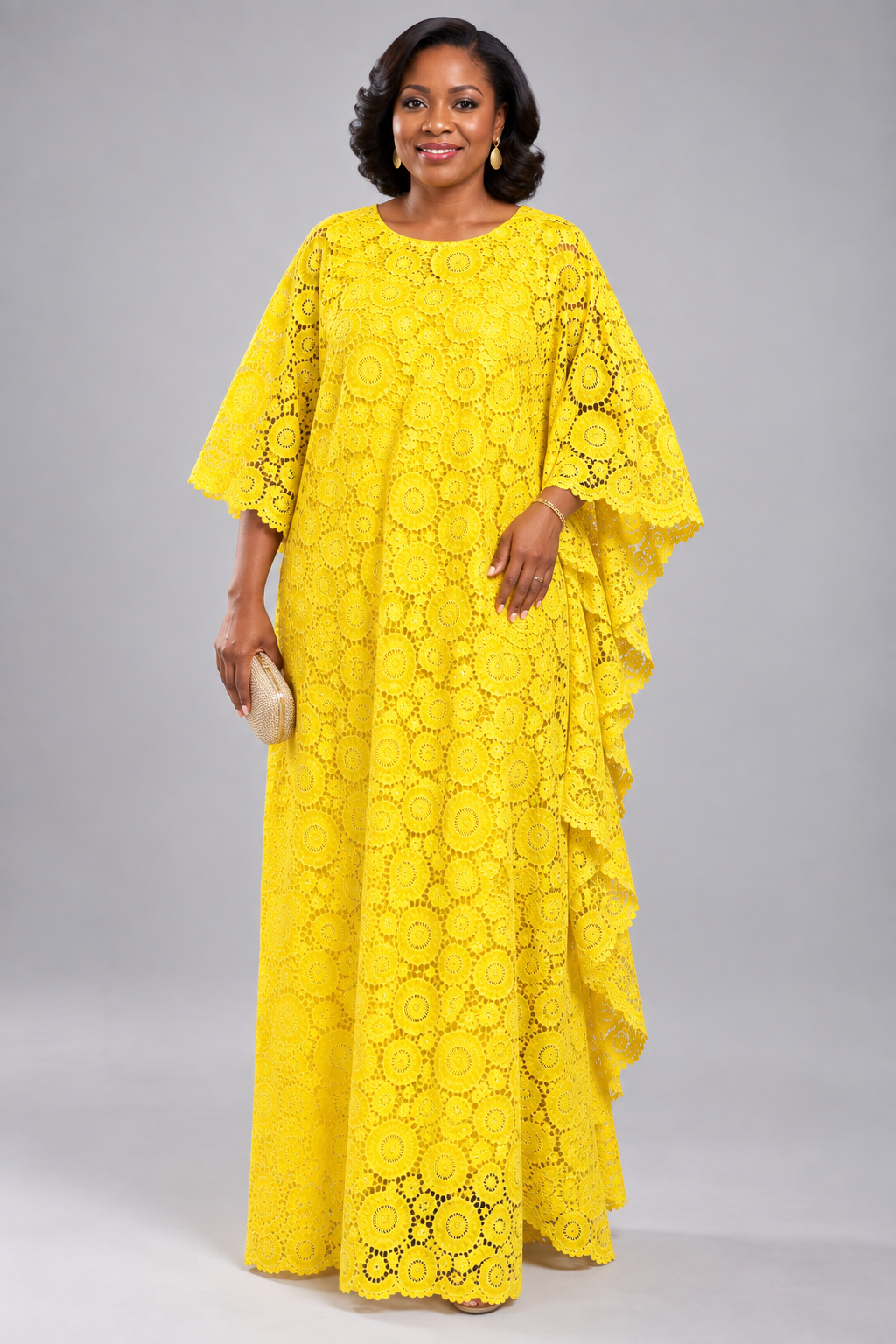 Yellow Nigerian Lace Boubou