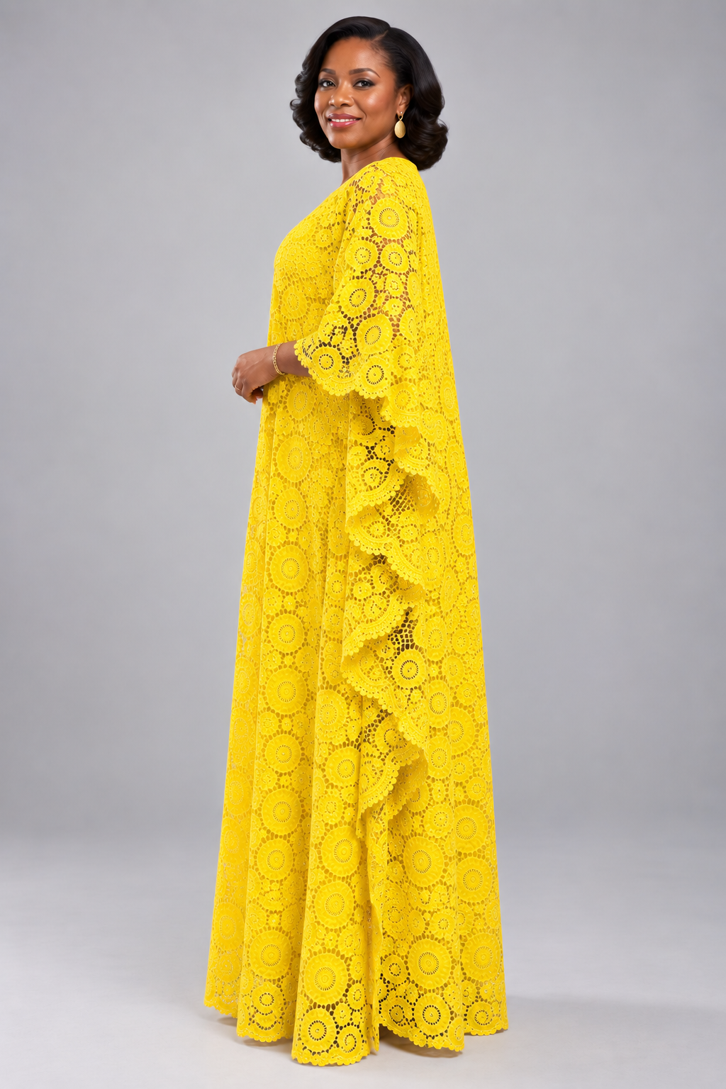 Yellow Nigerian Lace Boubou