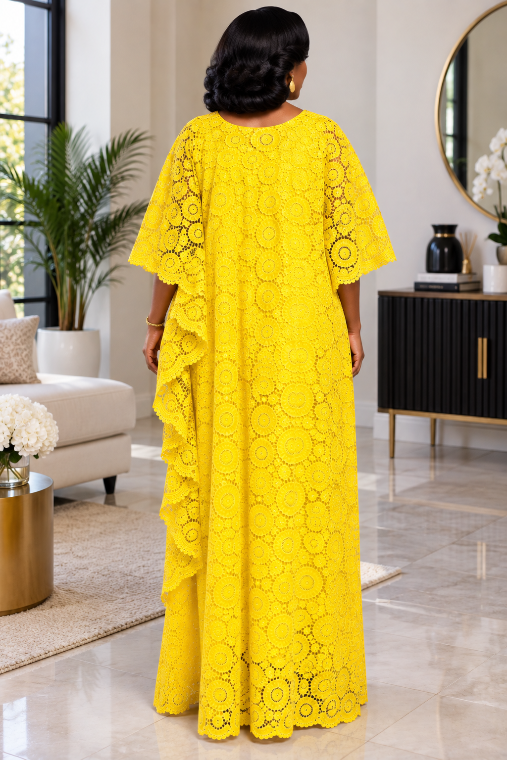 Yellow Nigerian Lace Boubou
