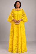 Yellow Lace Boubou with Gold Trim