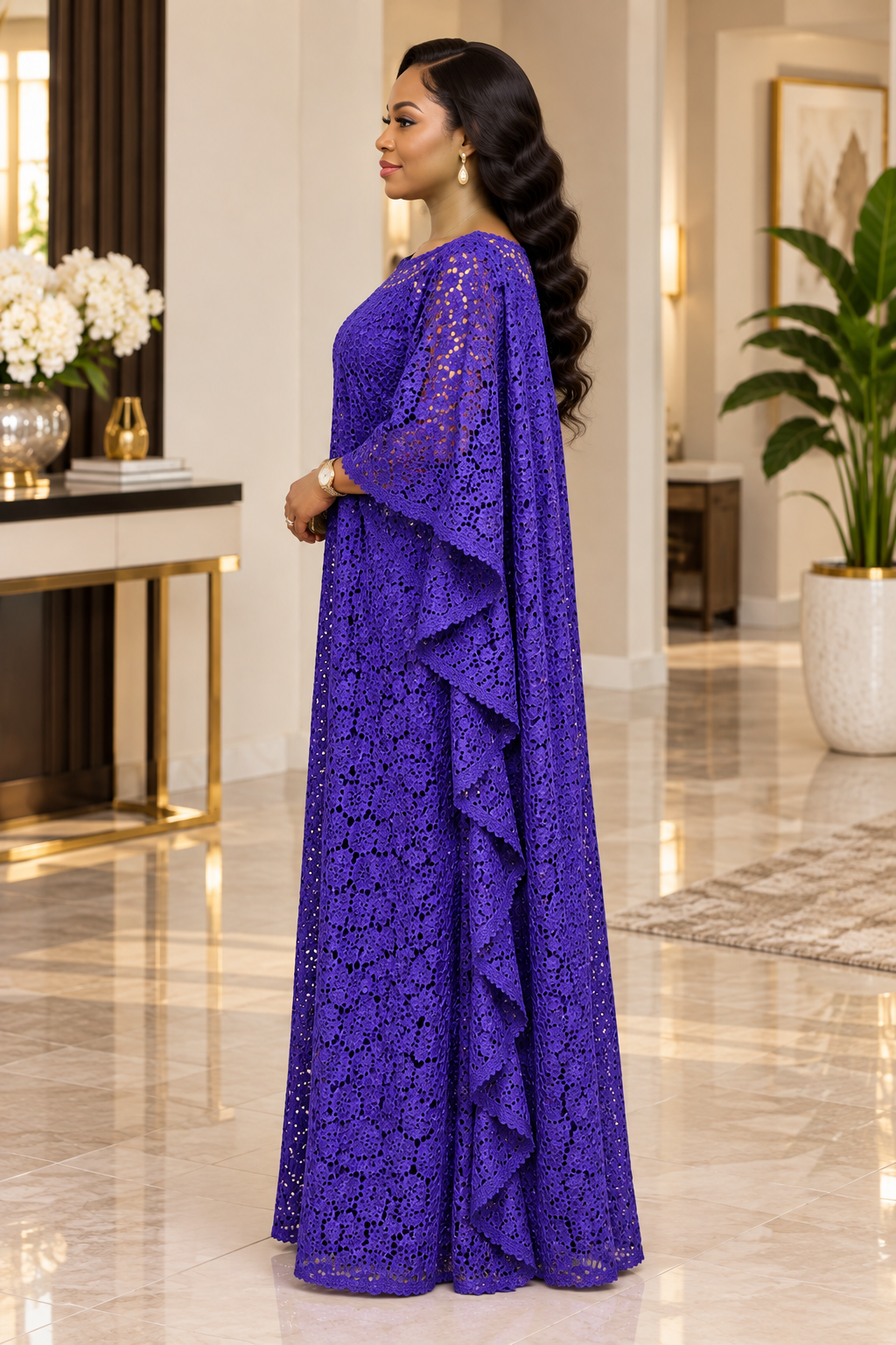 Purple Nigerian Lace Boubou