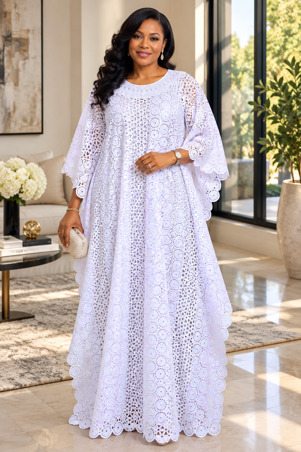 Ariyike Nigerian Lace Boubou – White