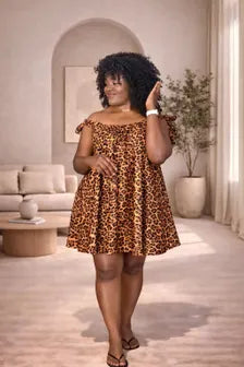 Ruby J’s Leopard Print Ankara Babydoll Dress