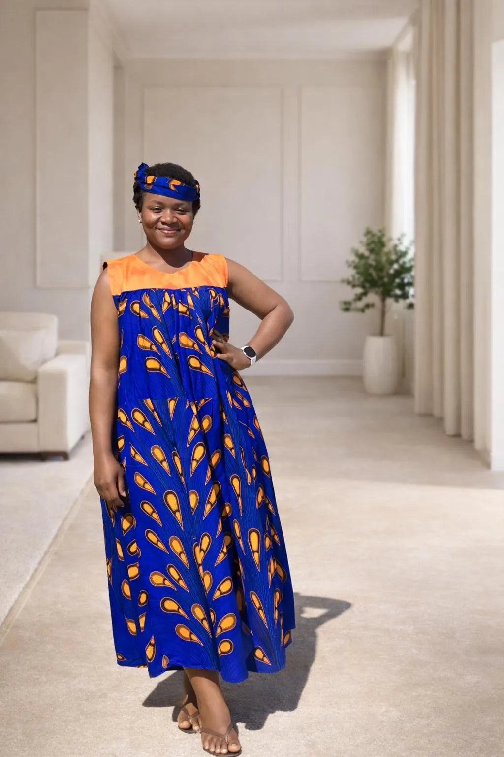 Ruby J’s Royal Blue Ankara Maxi Dress