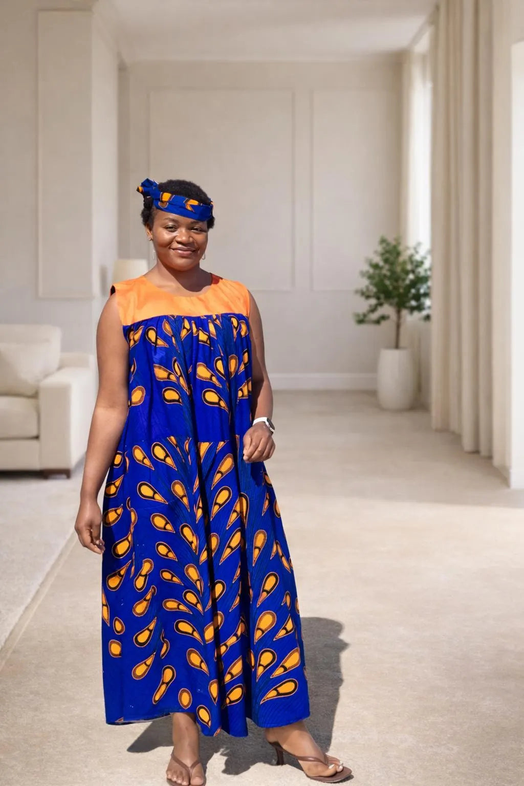 Ruby J’s Royal Blue Ankara Maxi Dress