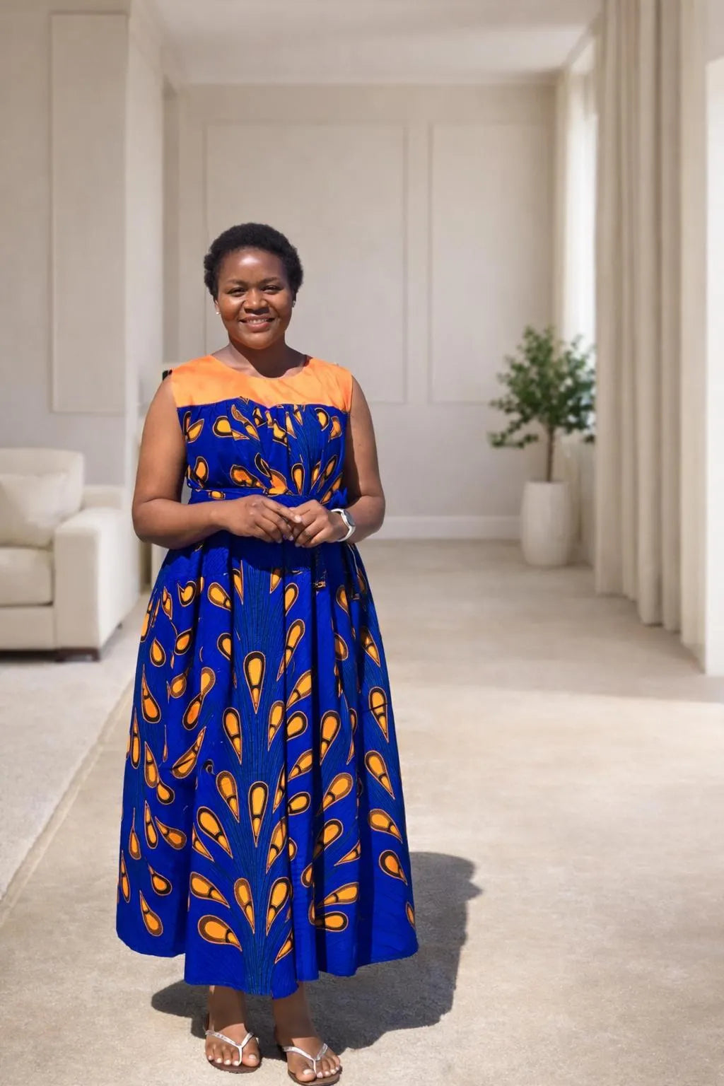 Ruby J’s Royal Blue Ankara Maxi Dress
